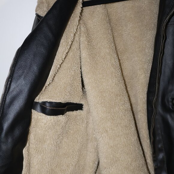 Denver Hayes Vintage Faux Leather Sherpa Jacket – Men’s Size L - Picture 4 of 8